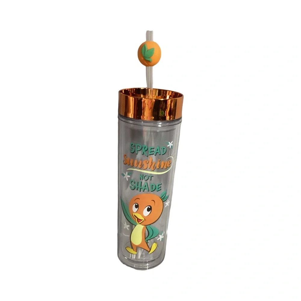 Disney Parks Orange Bird Spread Sunshine Not Shade 15oz Cup Tumbler with Straw